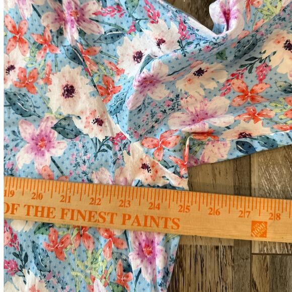 Ulla Popken Von Landen Dot Floral Print A-Line Dress Sz 20 Collared 3/4 Sleeves - Picture 9 of 12
